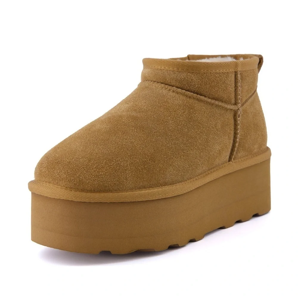 Cushionaire Suede Platform Water Repellent Ankle Boot (SH13)